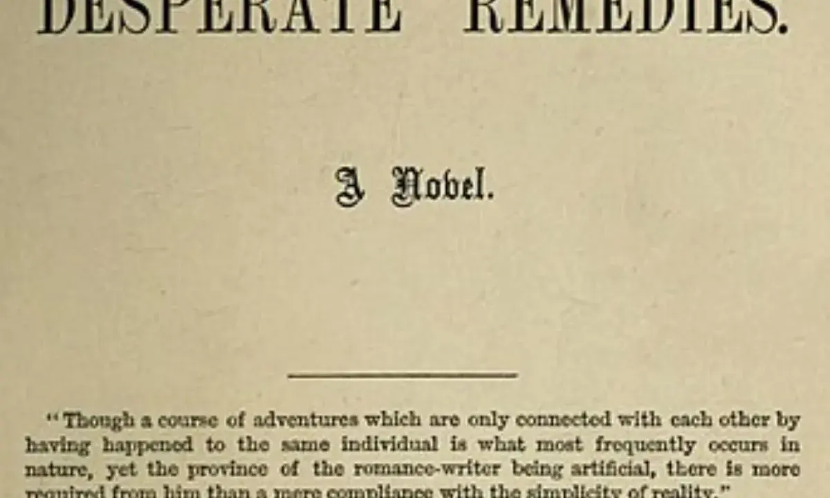 Titolo "Desperate Remedies" di Thomas Hardy, un romanzo che esplora le complessità della natura umana.