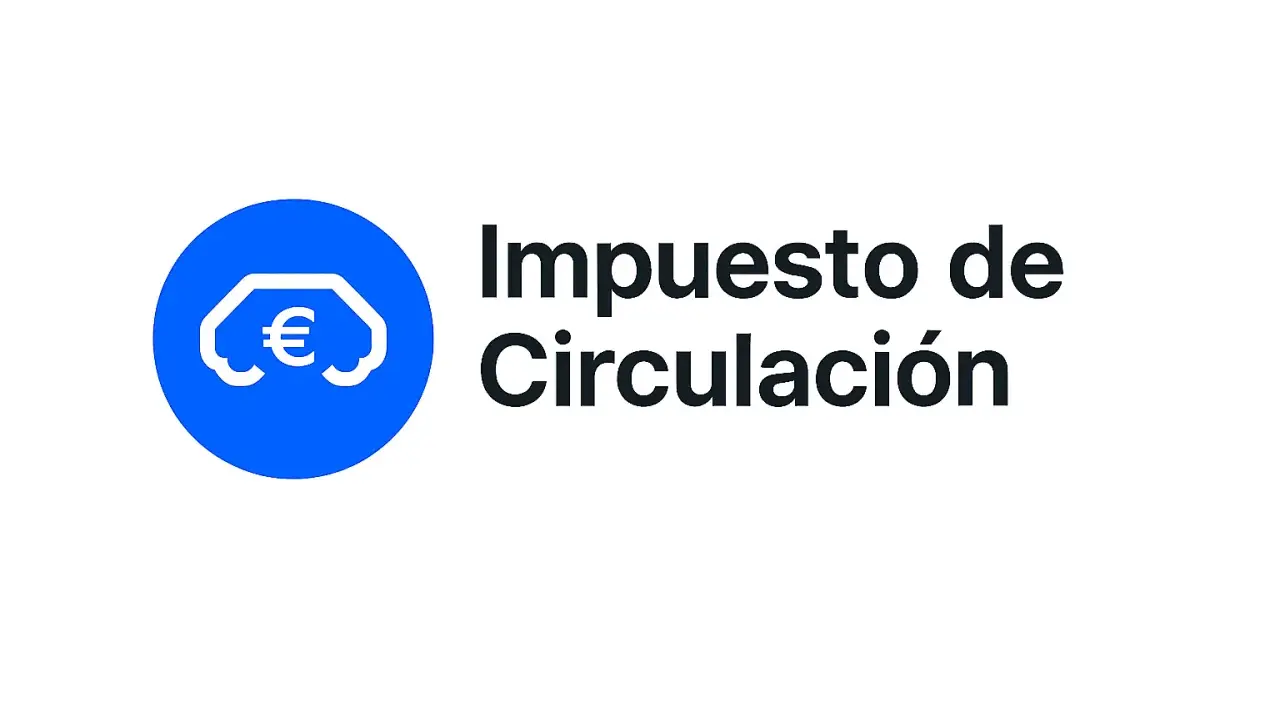 Logo con un círculo azul que contiene un coche estilizado con un símbolo de euro. A la derecha, el texto "Impuesto de Circulación".