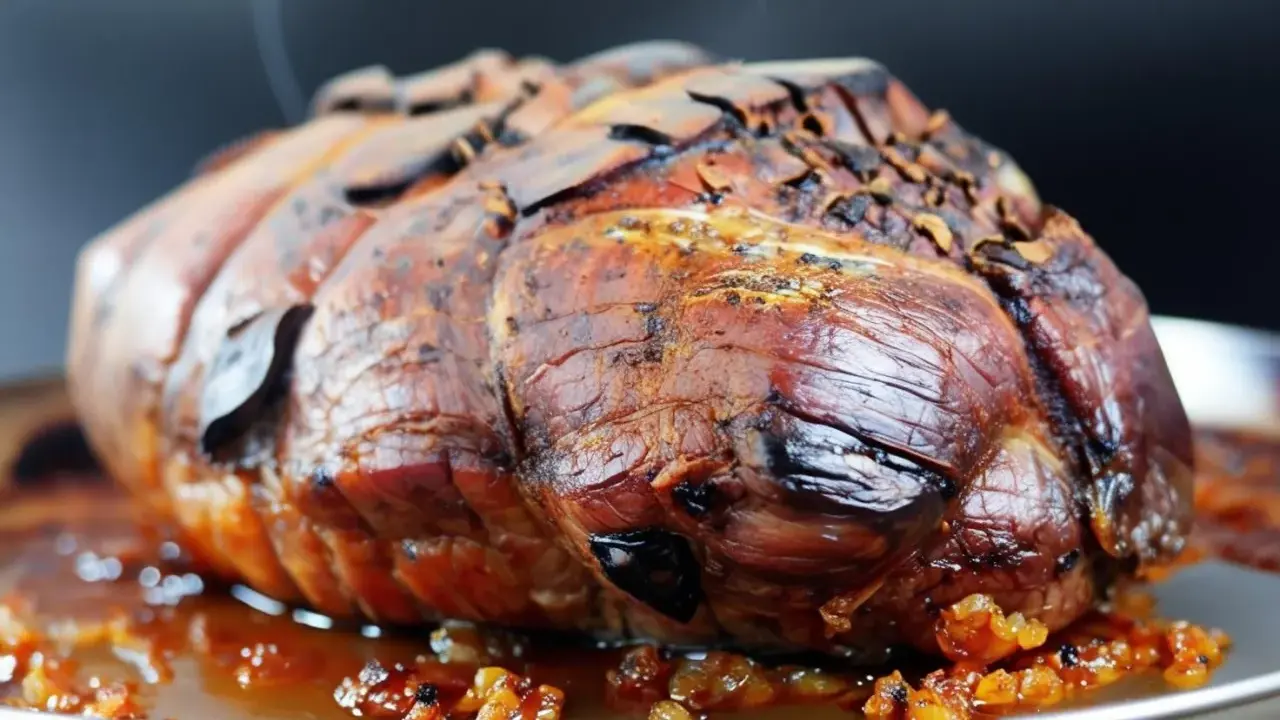 Un rôti de kintoa porc, doré et juteux, baignant dans sa sauce savoureuse. Un délice pour les papilles !