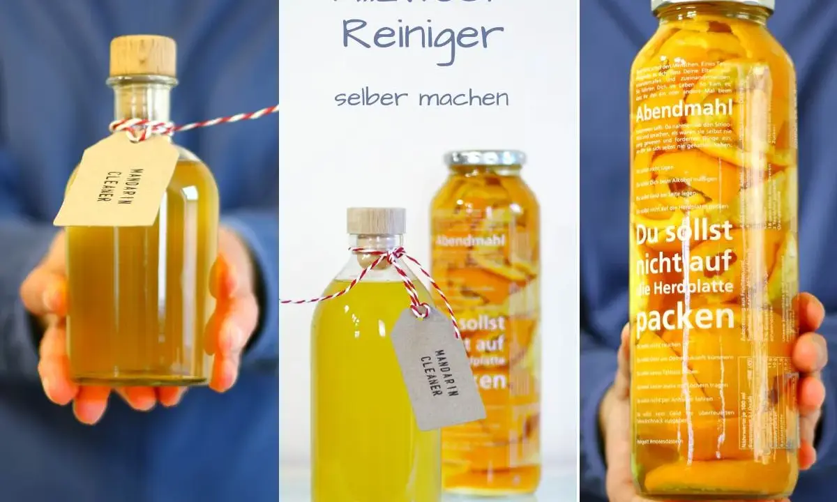 Selbstgemachter Allzweckreiniger mit Mandarine. So einfach lässt sich allesreiniger selber machen.