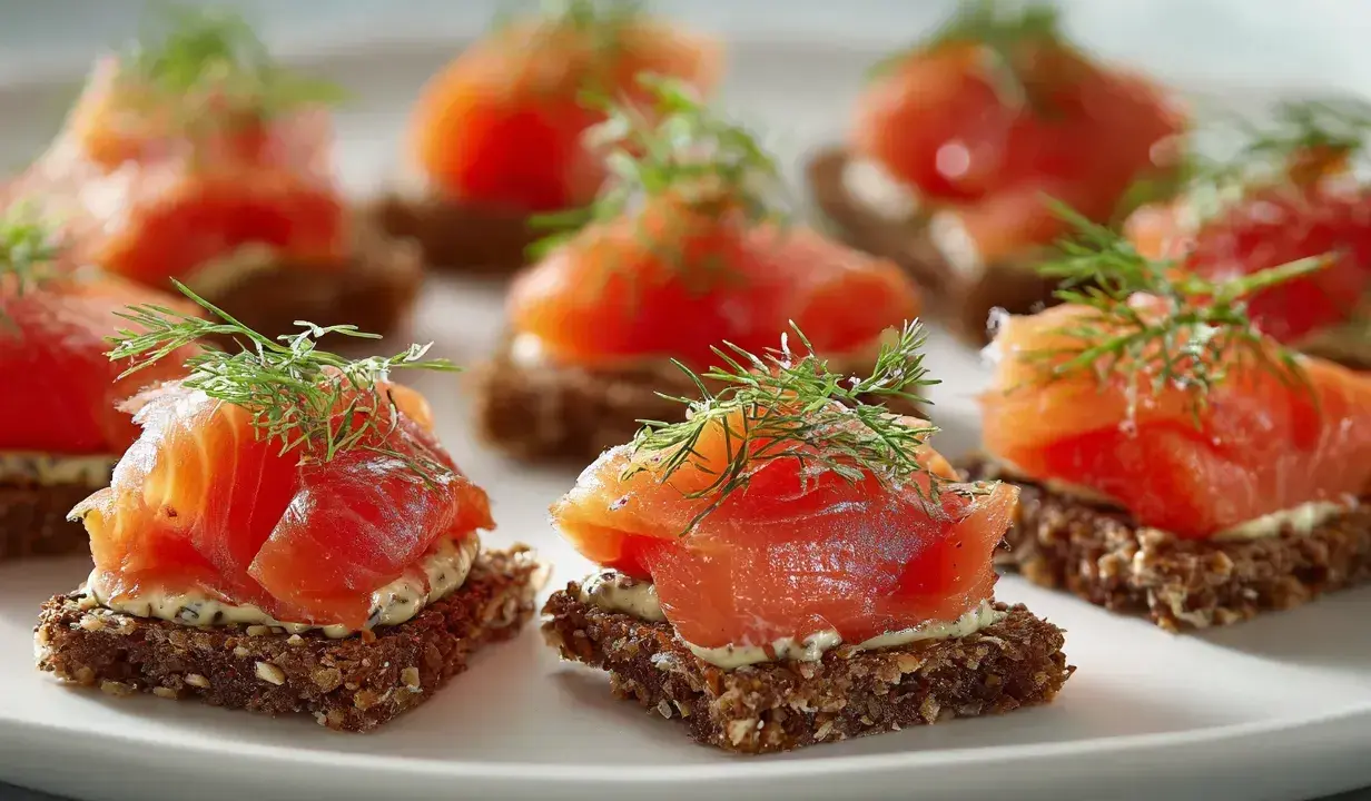 Smörgåsar med gravad lax och dill. Enkla att göra, perfekt för festen.