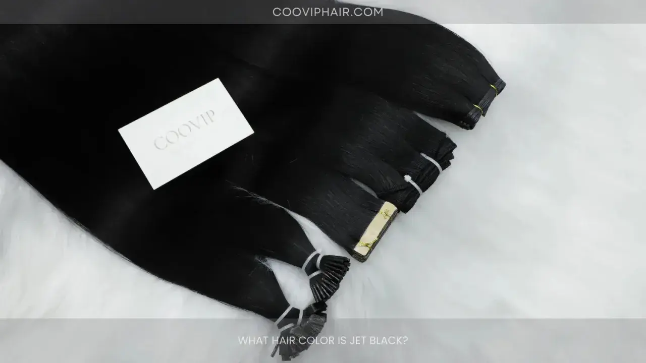 Extensiones de cabello de color azabache, lisas y brillantes, con diferentes métodos de aplicación.