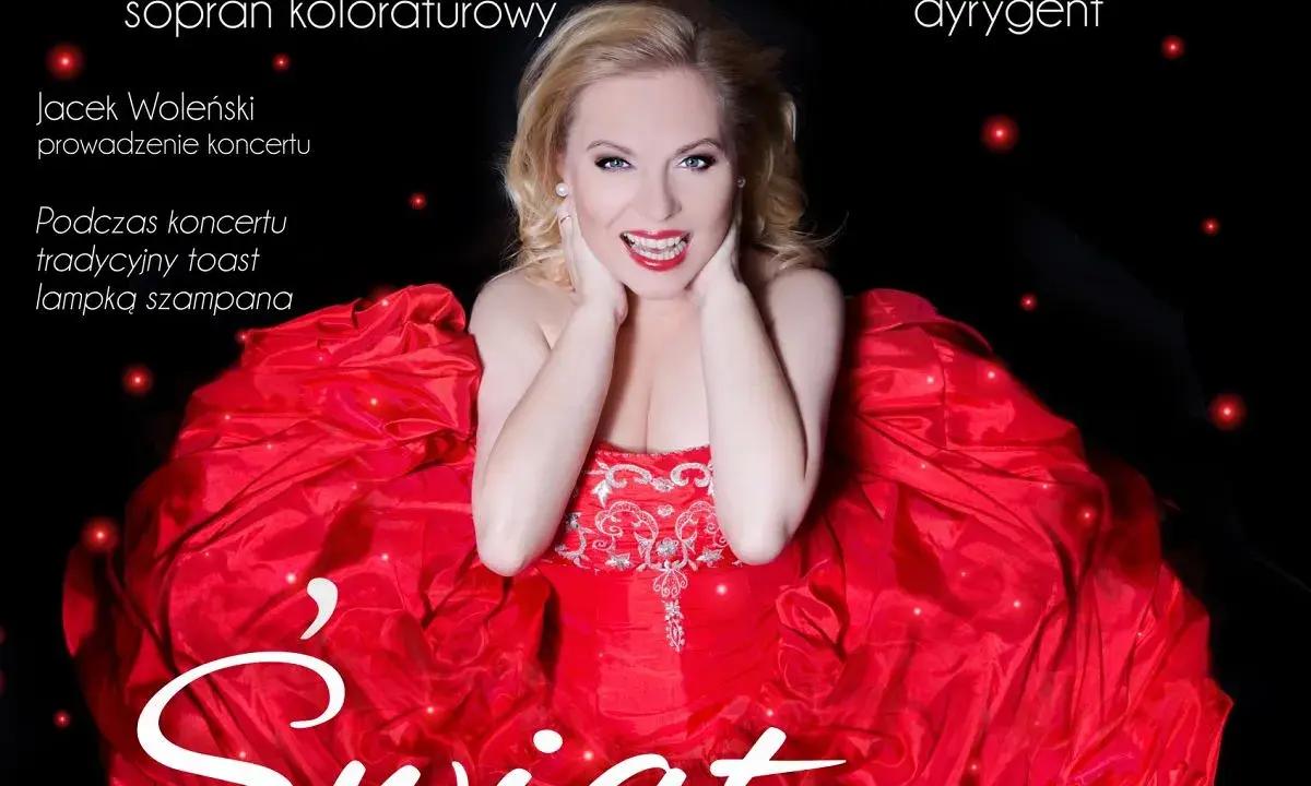 Katarzyna Dondajska, sopran koloraturowy, w olśniewającej czerwonej sukni, gotowa na magiczny wieczór.