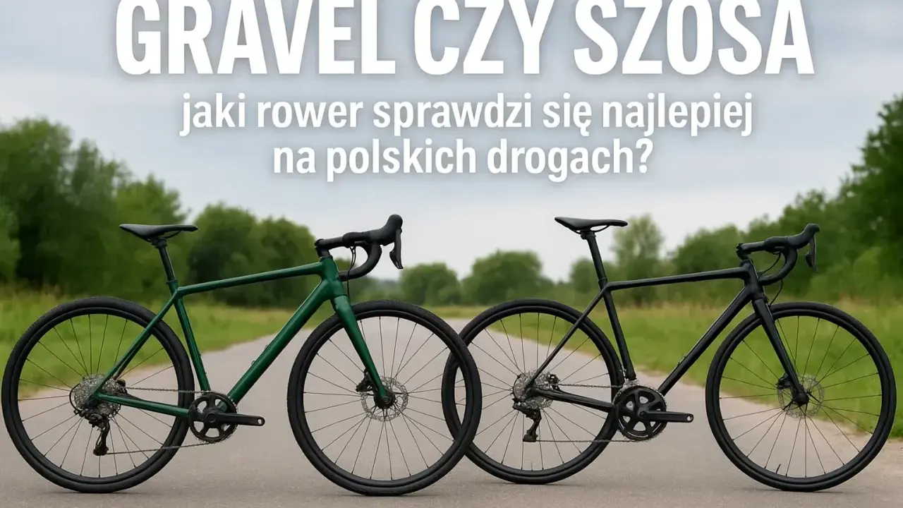 Zielony rower gravel i czarny szosa stoją na drodze. Jaki rower sprawdzi się najlepiej na polskich drogach?