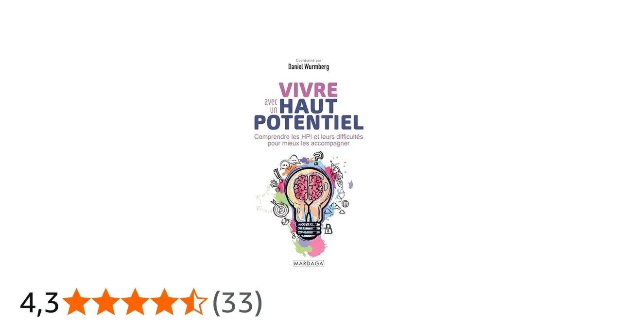L'image montre la couverture d'un livre sur le cerveau hpi, avec une ampoule stylisée contenant un cerveau et des symboles d'idées.