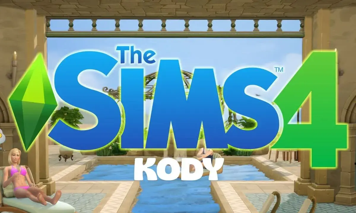 The Sims 4 logo z napisem KODY. Użyj tych kodów, by odblokować nowe meble i ulepszyć dom swoich Simów.