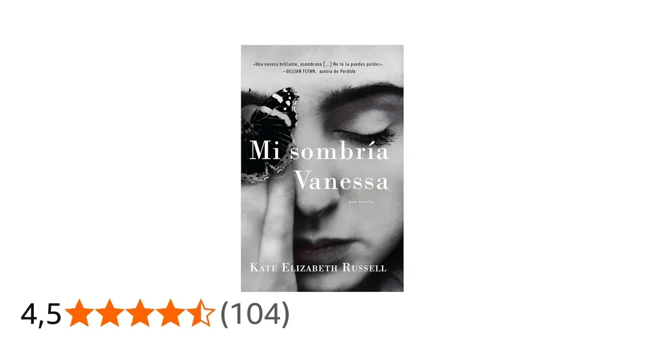 Okładka książki "Mi sombría Vanessa" z motylem na twarzy. Historia o mrocznej Vanessie.