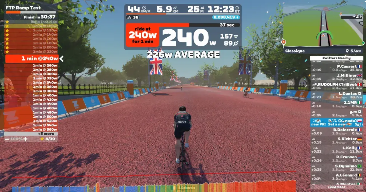 Test FTP wirtualny, 240w przez 1 min. Dobry wynik, jeśli chcesz sprawdzić, jakie FTP jest dobre dla Ciebie.