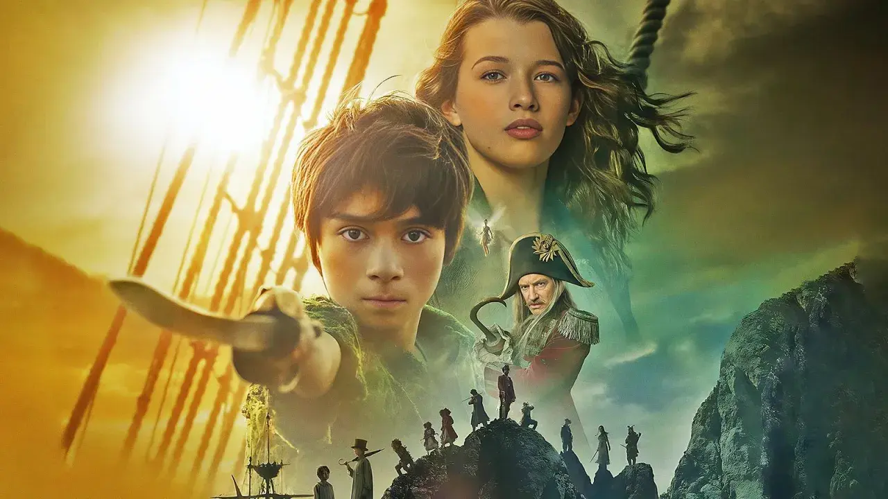 Peter Pan e Wendy, con Capitan Uncino e i Bimbi Perduti, pronti per un'avventura sull'Isola che non c'è.