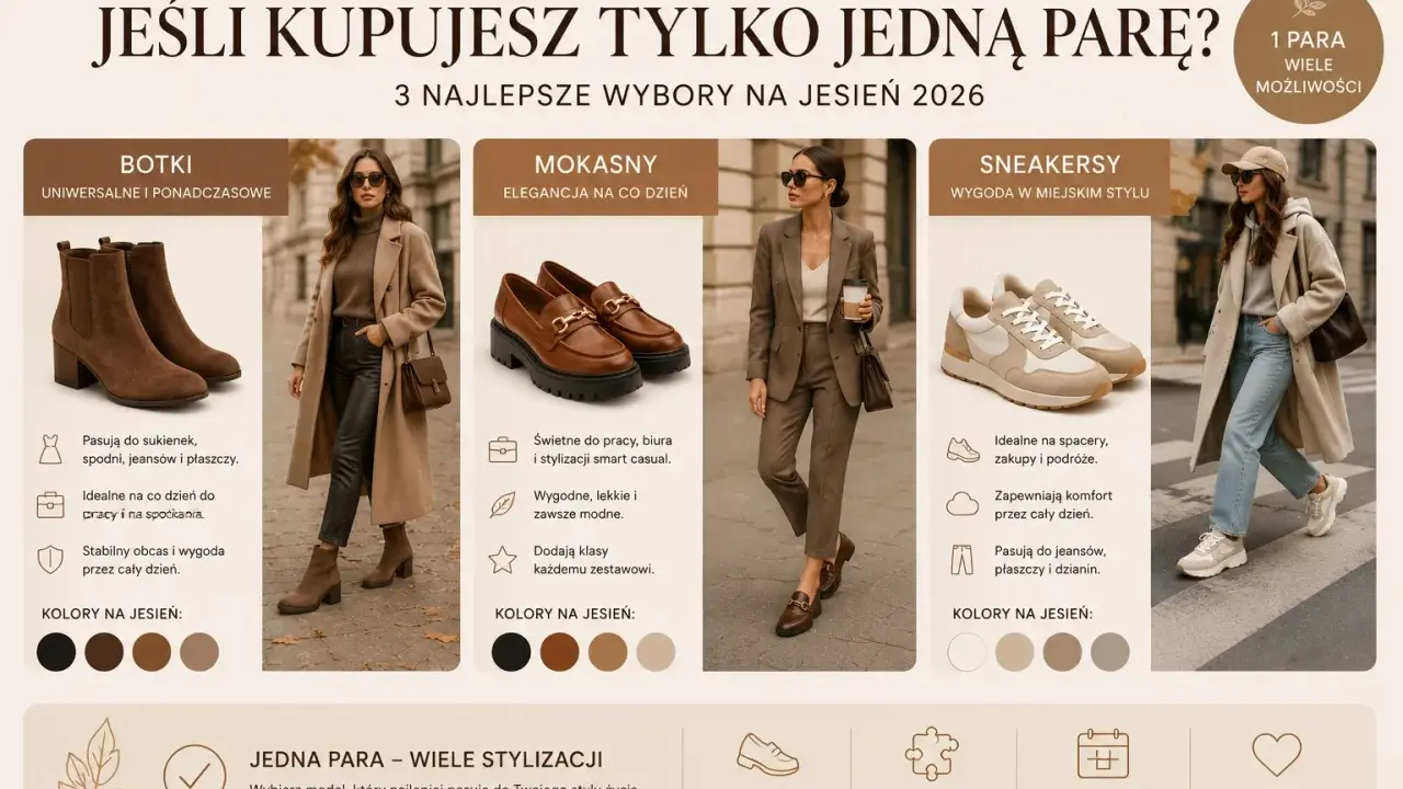 Jesienne buty: botki, mokasyny i sneakersy. Wybierz idealną parę na jesień 2026, która pasuje do Twojego stylu.