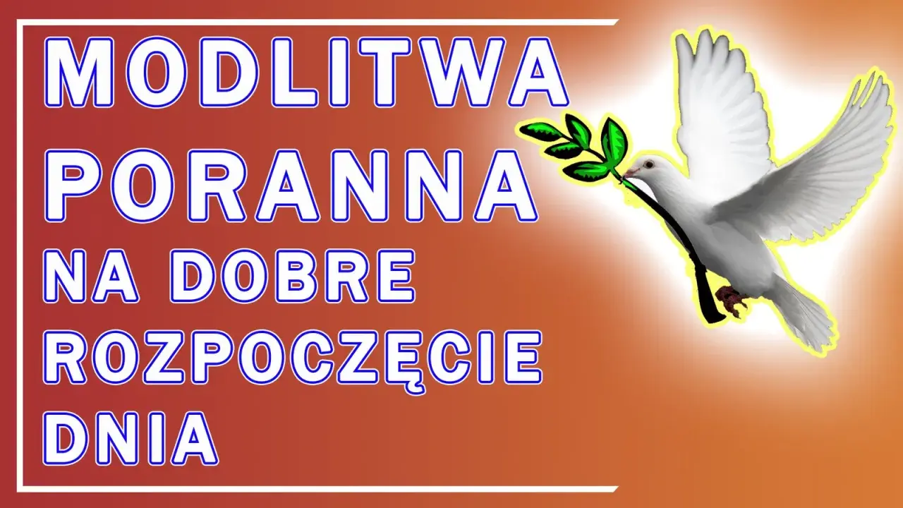 Modlitwa poranna na dobre rozpoczęcie dnia. Biały gołąb z gałązką oliwną symbolizuje pokój i nadzieję, towarzysząc porannej modlitwie do Ducha Świętego.