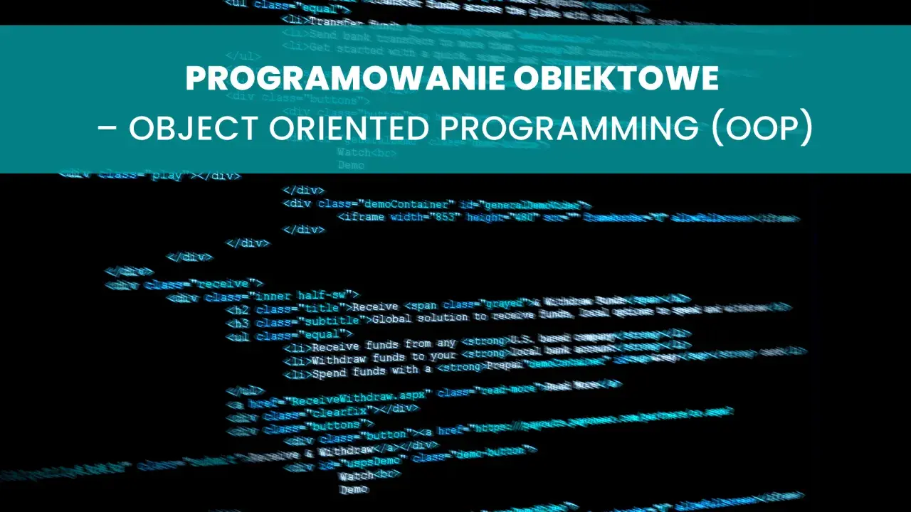Programowanie obiektowe (OOP) – kod źródłowy z hasłami "programowanie obiektowe" i "object oriented programming".