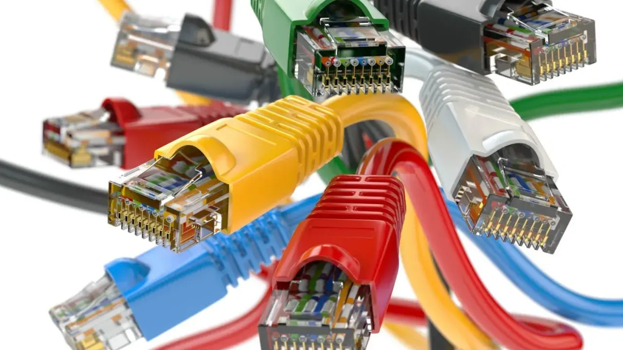 Un bouquet de câbles réseau RJ45 multicolores, prêts à connecter le monde. Une catégorie de câbles essentielle pour le réseau.
