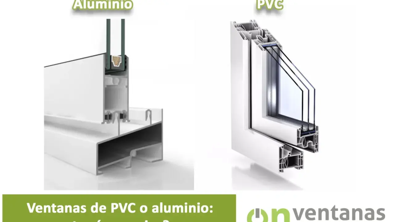 Comparativa de ventanas: aluminio vs. PVC. El aluminio, a pesar de su buena conductividad térmica, se compara con el PVC.