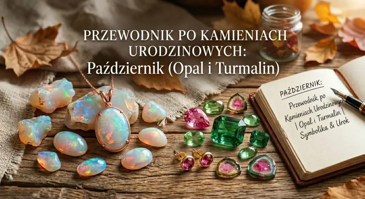 Opal i turmalin to kamienie przypisane do października. Zobacz przewodnik po kamieniach urodzinowych.