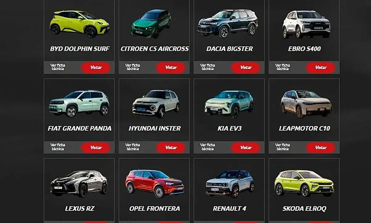 Galería de candidatos a coche del año, mostrando diversos modelos de distintas marcas de coches.