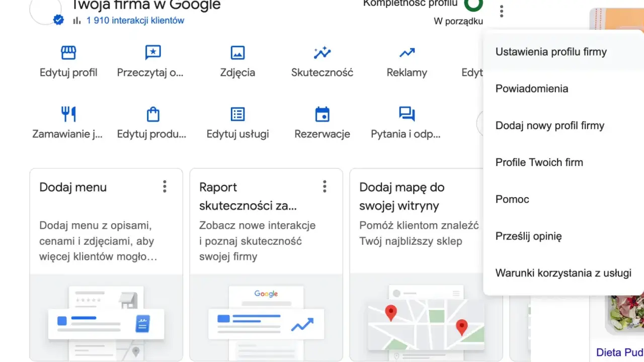 Zarządzaj swoją firmą w Google. Zobacz statystyki, edytuj profil, dodaj menu i zdjęcia, aby przyciągnąć więcej klientów.