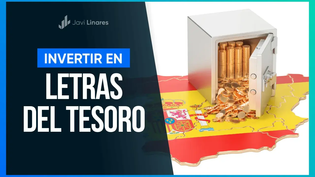 Invierte en letras del tesoro: una caja fuerte rebosante de monedas de oro sobre el mapa de España.