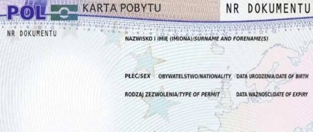 Fragment karty pobytu czasowego z danymi osobowymi i numerem dokumentu.