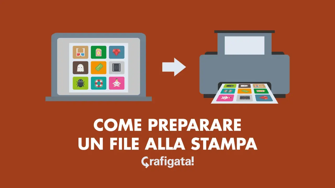 Icone su schermo di un computer passano a una stampante. Preparare un file in formato psd per la stampa.