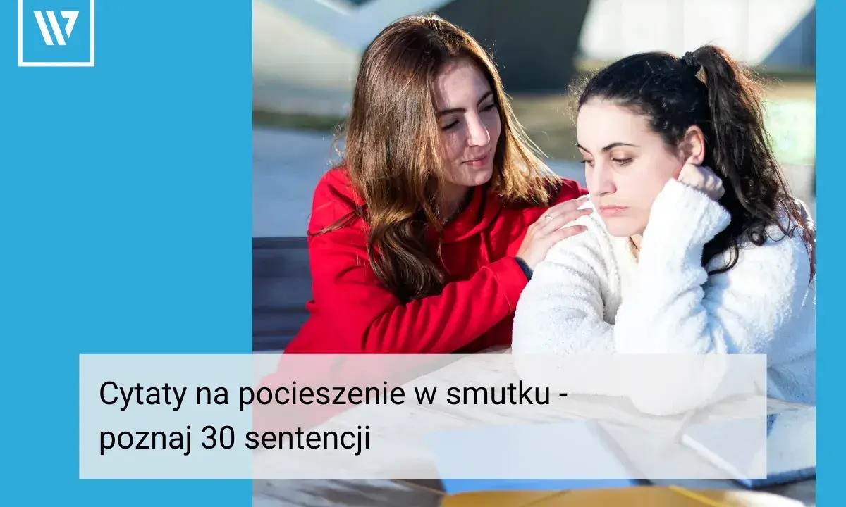 Kobieta pociesza smutną przyjaciółkę, kładąc jej rękę na ramieniu.