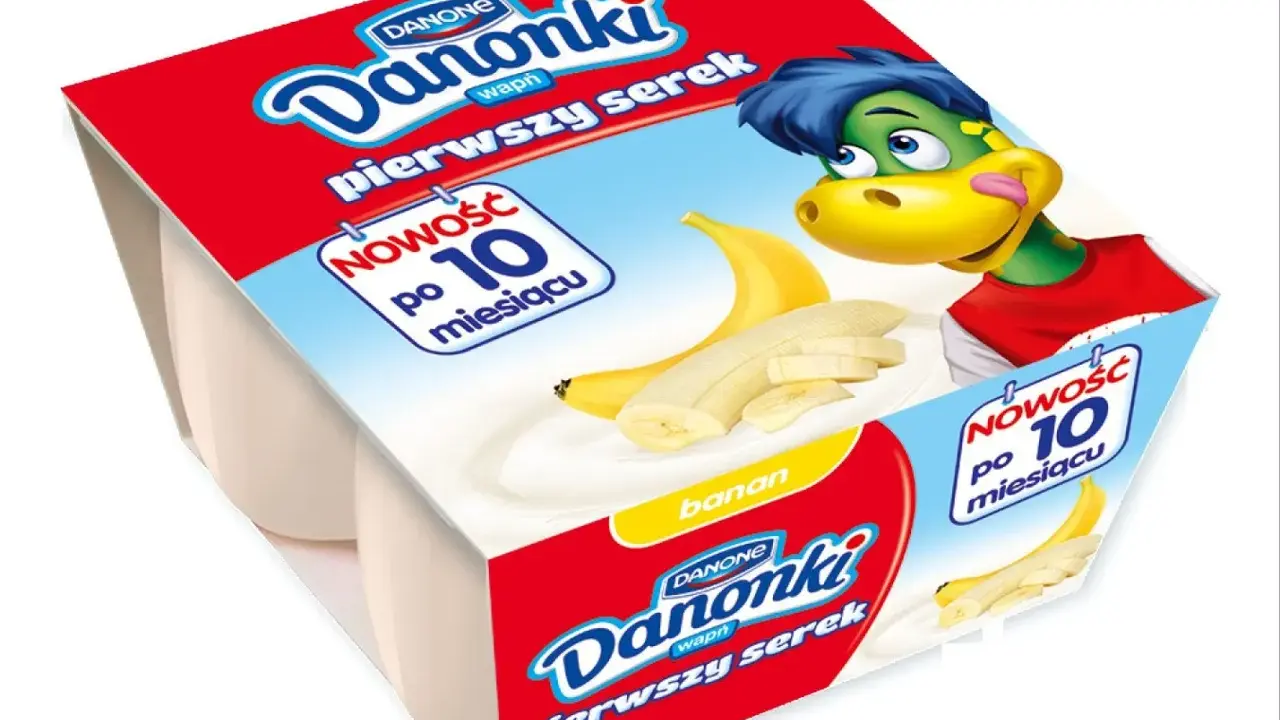 Danonki wapń pierwszy serek banan. Nowość po 10 miesiącu. Idealne dla maluchów od kiedy zaczynają przygodę z nowymi smakami.