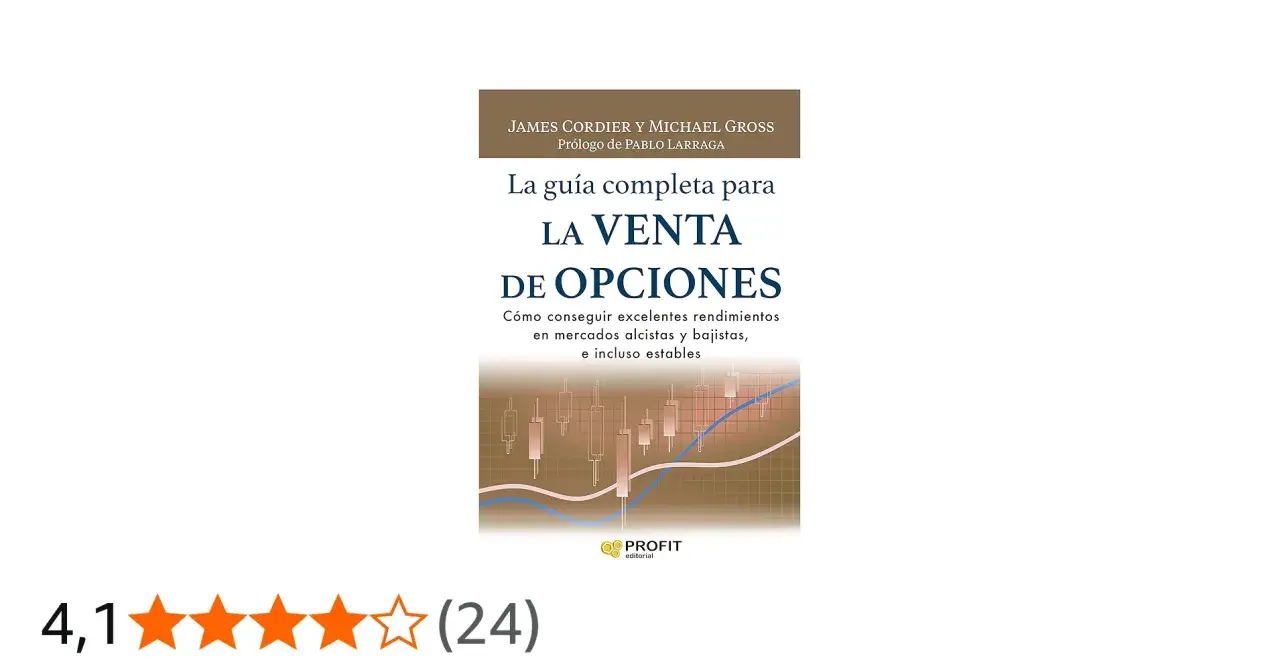 Libro "La Venta de Opciones" con gráfico de velas y línea de tendencia. Aprende qué es una stock option y cómo venderlas.