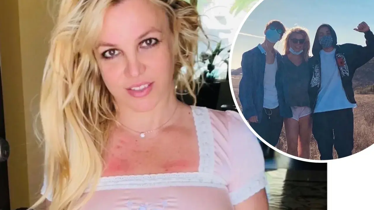 Britney Spears med sina barn, Sean Preston och Jayden James, på en utflykt.