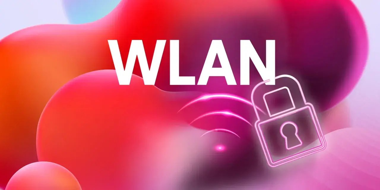 WLAN-Sicherheit einstellen: Ein stilisiertes Schloss-Symbol mit WLAN-Wellen deutet auf sichere Verbindungen hin.