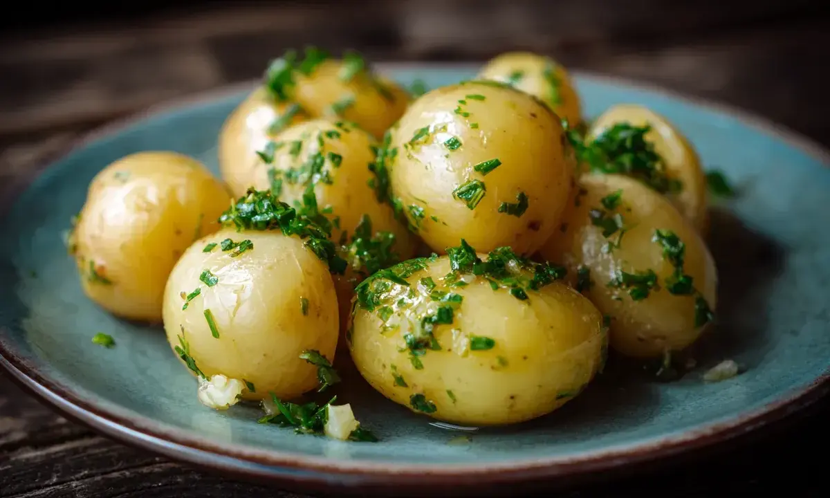 Små, kokta potatisar med färska örter, perfekta som potatis till grillat.