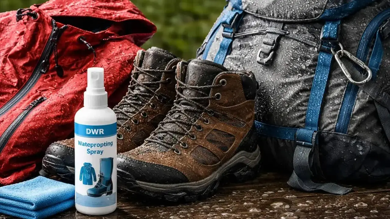DWR – co to? Wodoodporny spray do odzieży i obuwia turystycznego, który chroni przed deszczem.
