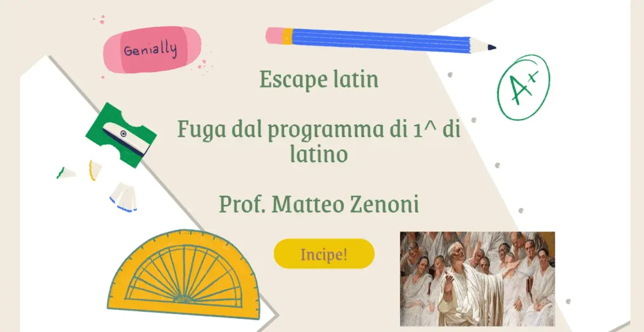 Escape room Dante: "Fuga dal programma di latino" con il Prof. Zenoni. Un'avventura scolastica per evadere dal latino.