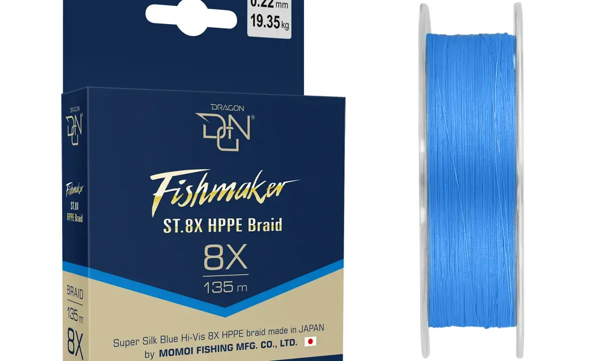Niebieska, 8-żyłkowa plecionka Dragon Fishmaker 8X HPPE na szpulce. Idealna do łowienia, jak smok!
