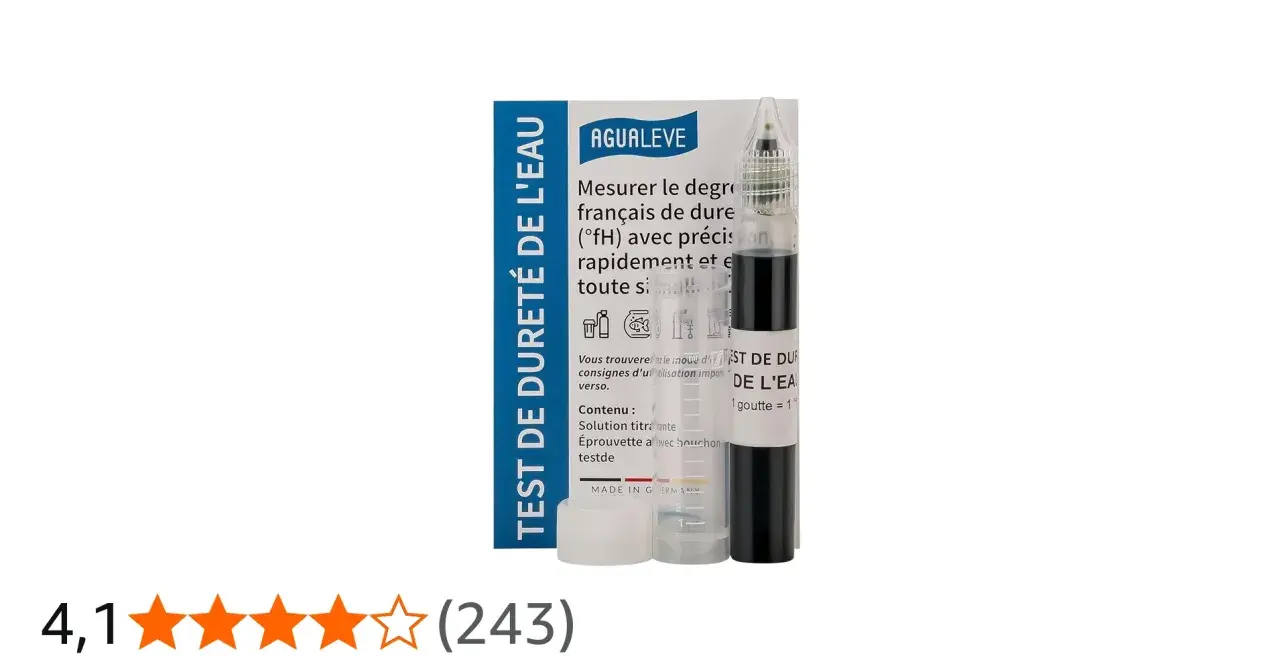 Kit pour savoir comment connaitre la dureté de l'eau dans sa commune. Mesure rapide et précise du degré français (°fH).