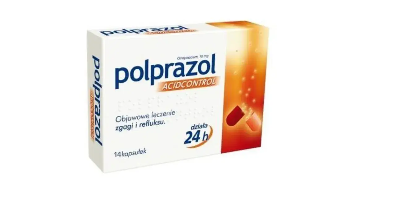 Opakowanie leku Polprazol, stosowanego na zgagę i refluks. Czy polprazol jest szkodliwy? Informacje na ulotce.