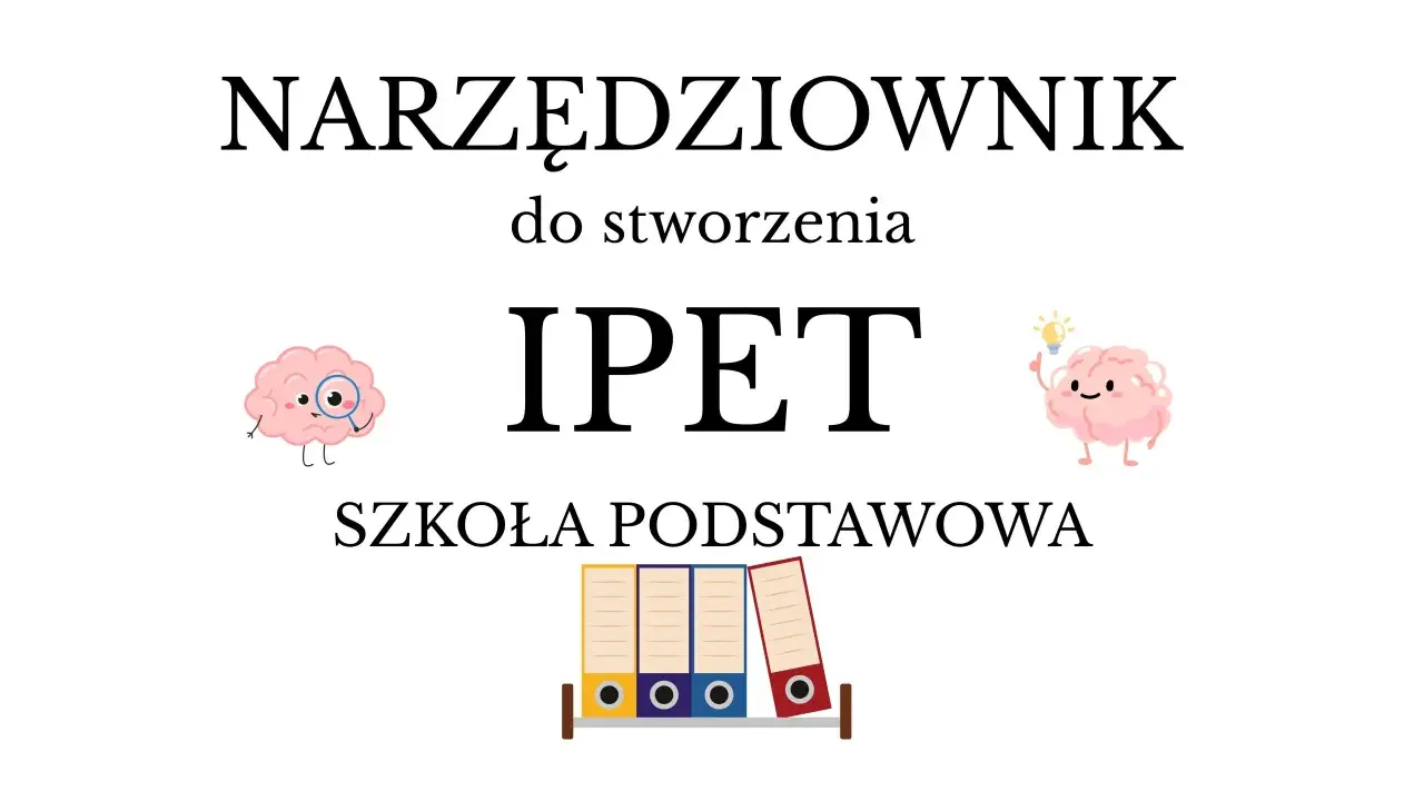 Narzędziownik IPET dla szkoły podstawowej. Urocze mózgi z lupą i żarówką.
