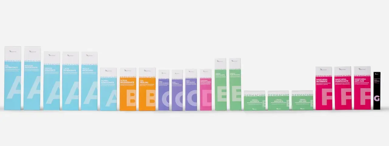 Una linea completa di prodotti per i passaggi skincare: detergenti, tonici, scrub, maschere e creme per ogni esigenza.
