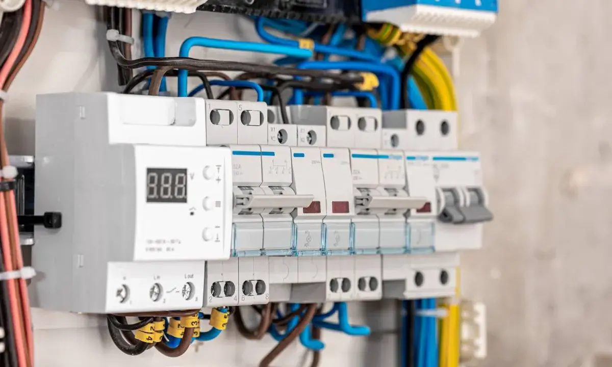 Skrzynka elektryczna na działce z zabezpieczeniami i licznikiem. Co dalej? Podłączenie instalacji, by cieszyć się prądem.