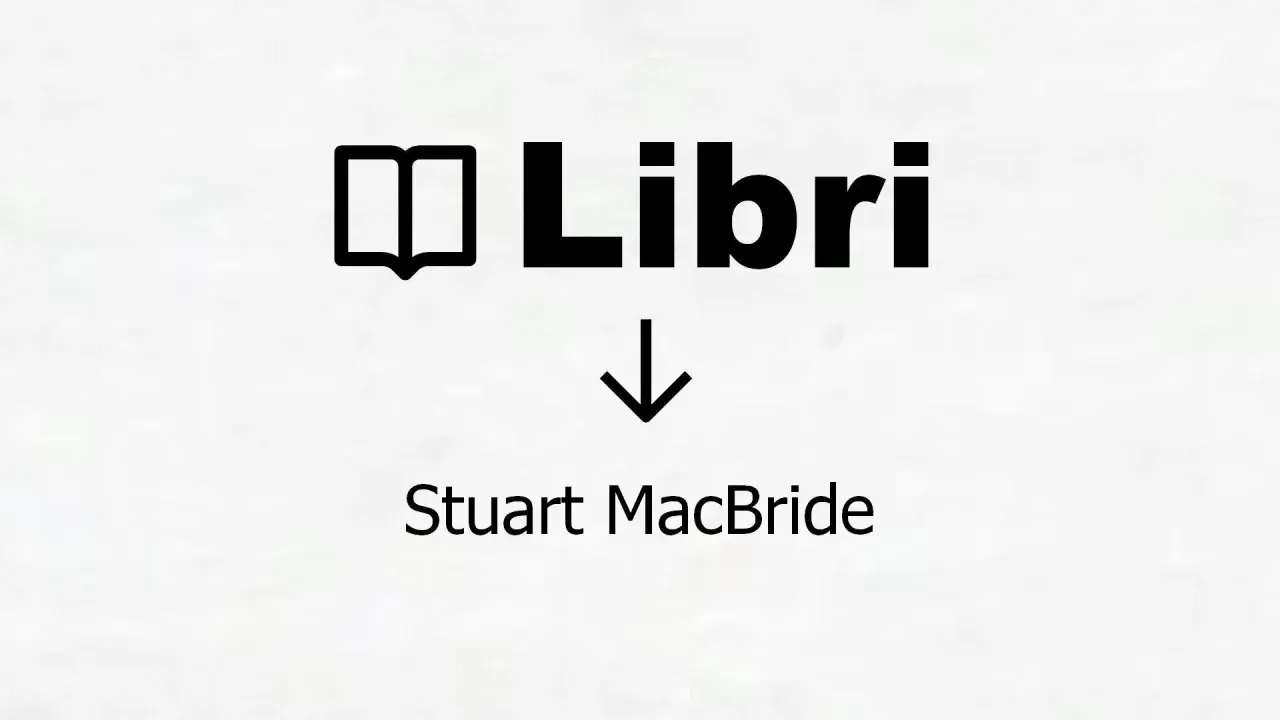 Icona libro e testo "Libri" con freccia verso il basso che indica "Stuart MacBride: libri in ordine cronologico".