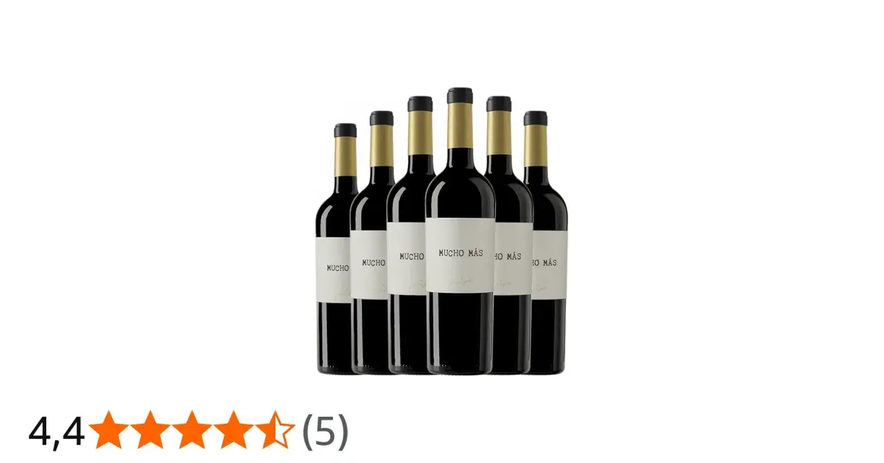 Seis botellas de vino Mucho Más Félix Solís, listas para disfrutar.