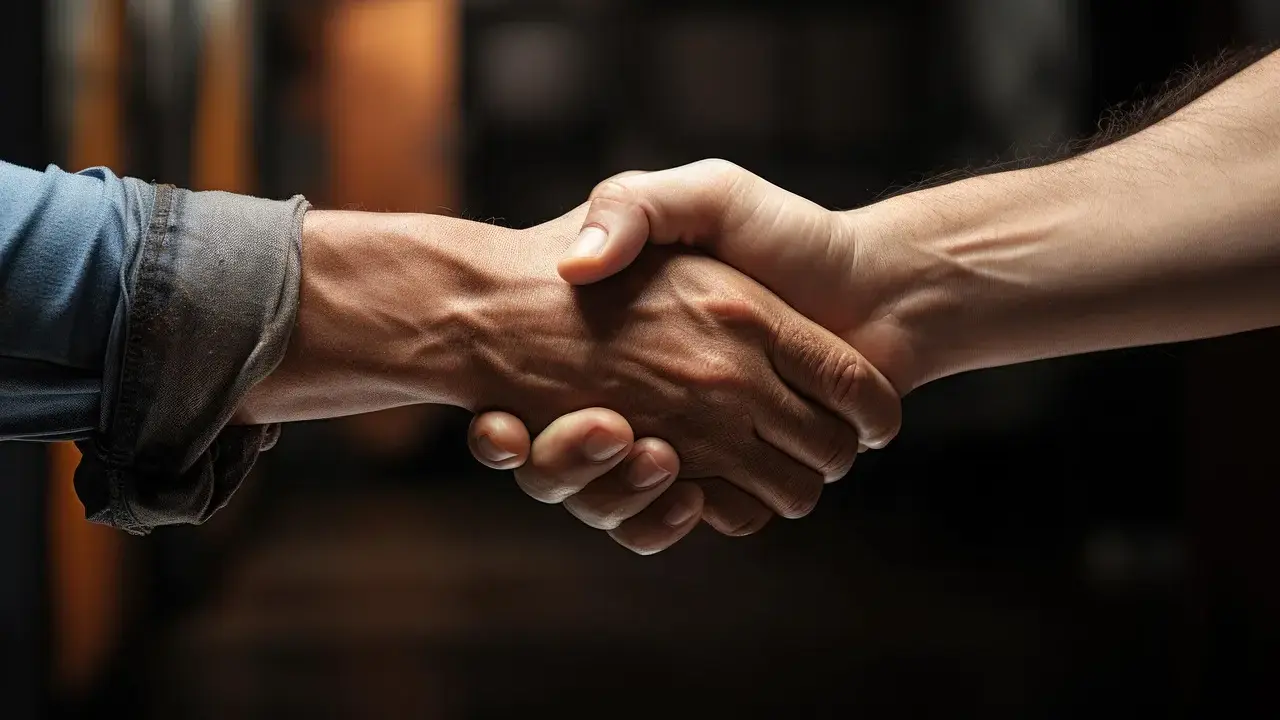 Uścisk dłoni symbolizujący zawarcie umowy na czas określony.