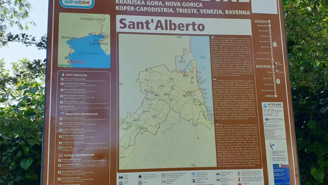 Nuova ciclabile Valli di Comacchio mappa: Adria Bike collega Kranjska Gora, Venezia e Ravenna.