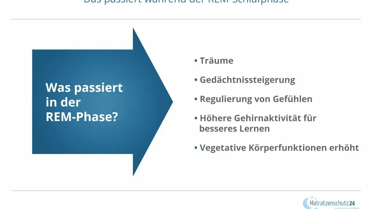 Die REM-Phase fördert Träume, Gedächtnis, Gefühlsregulation und Lernen. Ein tiefer Schlaf verbessert diese Prozesse.