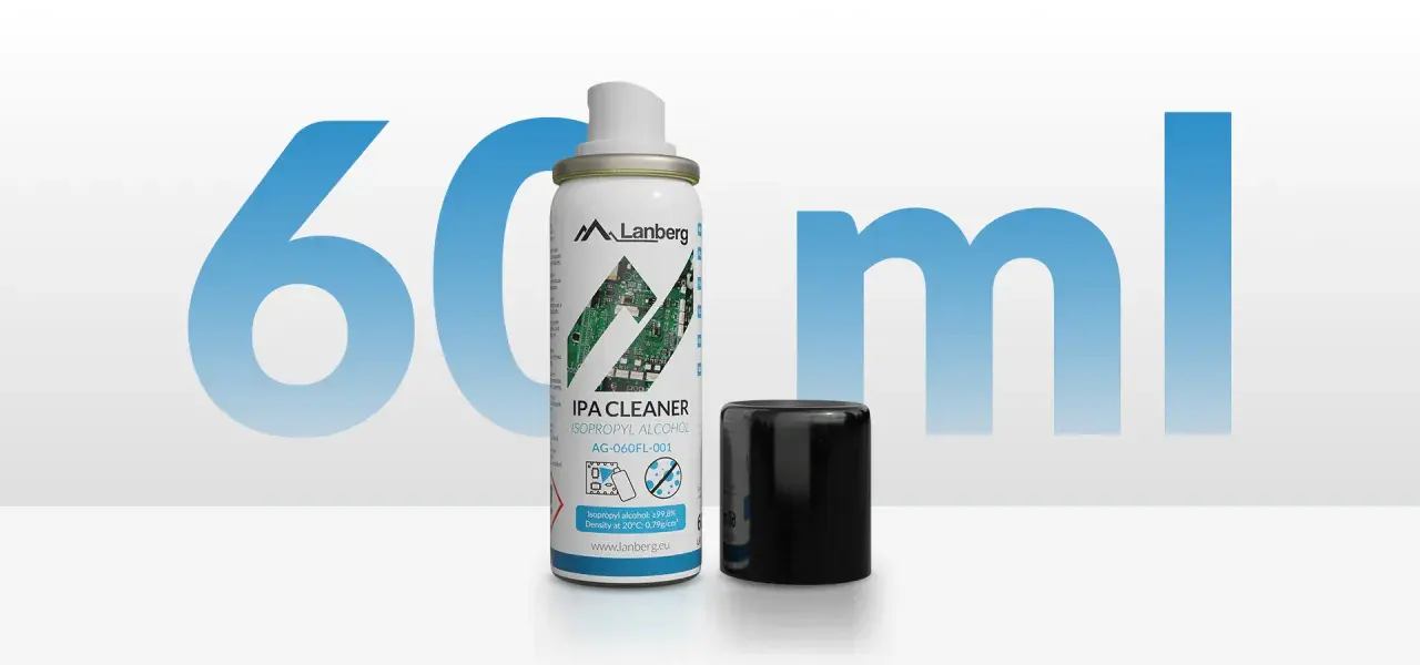 Puszka z alkoholem izopropylowym (IPA CLEANER) marki Lanberg, 60ml. Idealny do czyszczenia elektroniki.