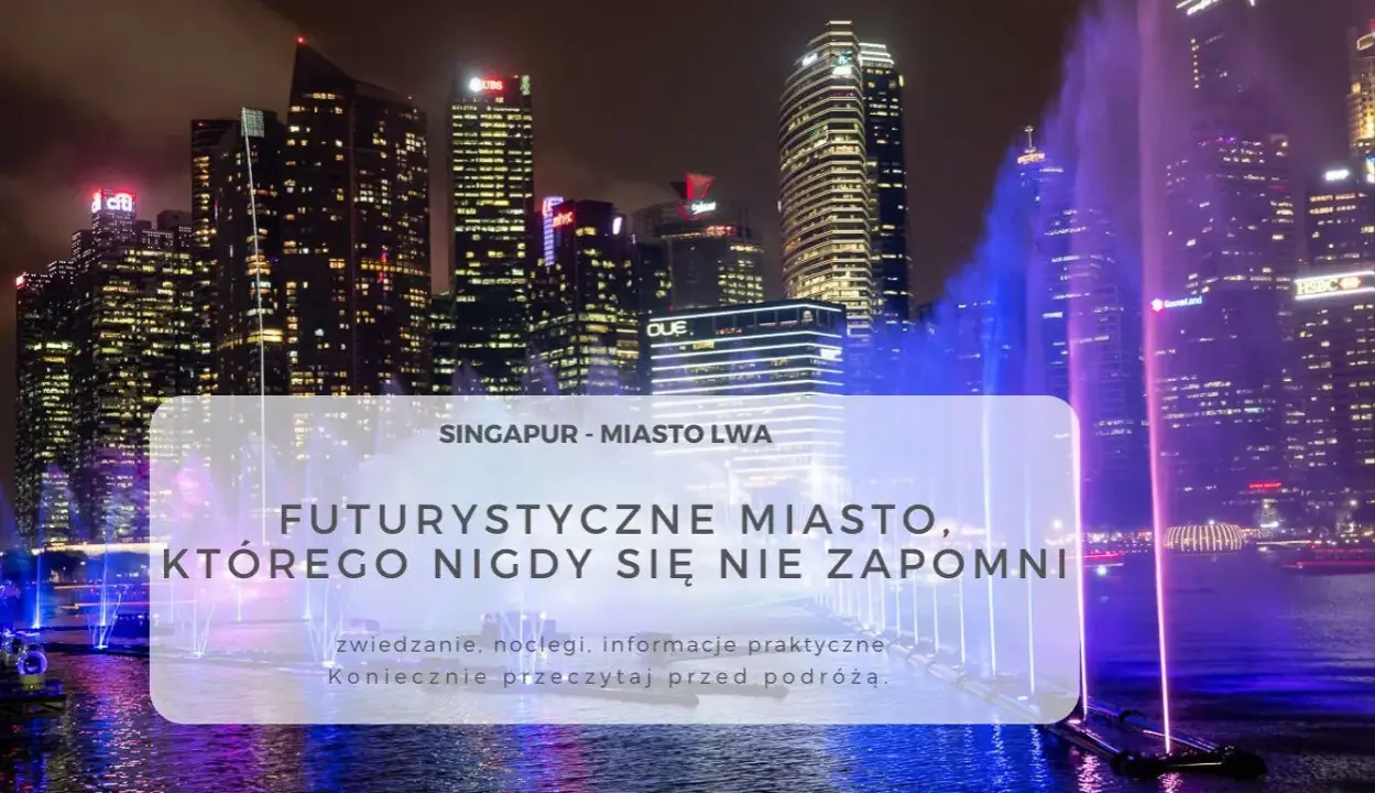 Nocny pokaz fontann w Singapurze, futurystyczne miasto, które warto odwiedzić. Przesiadka w Singapurze to świetna okazja do zwiedzania.