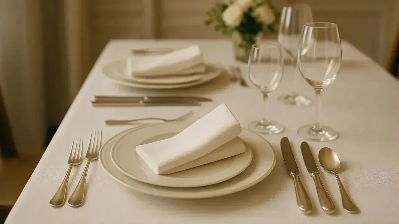 Un dressage élégant pour un dîner raffiné, où chaque détail de l'art de la table invite à la convivialité.