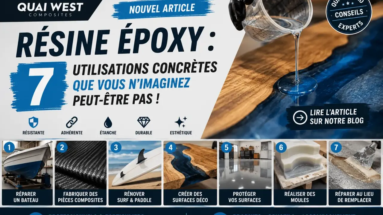 Découvrez 7 utilisations concrètes de la résine époxy, de la réparation de bateaux à la création de surfaces déco. Idéal pour les professionnels et particuliers.