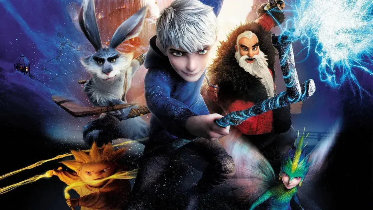 Jack Frost e gli altri Guardiani in un'avventura magica, un film per ragazzi pieno di azione e fantasia.