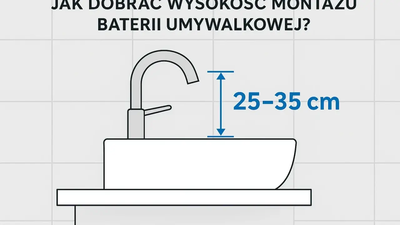 Wysokość montażu baterii umywalkowej powinna wynosić 25-35 cm nad umywalką.