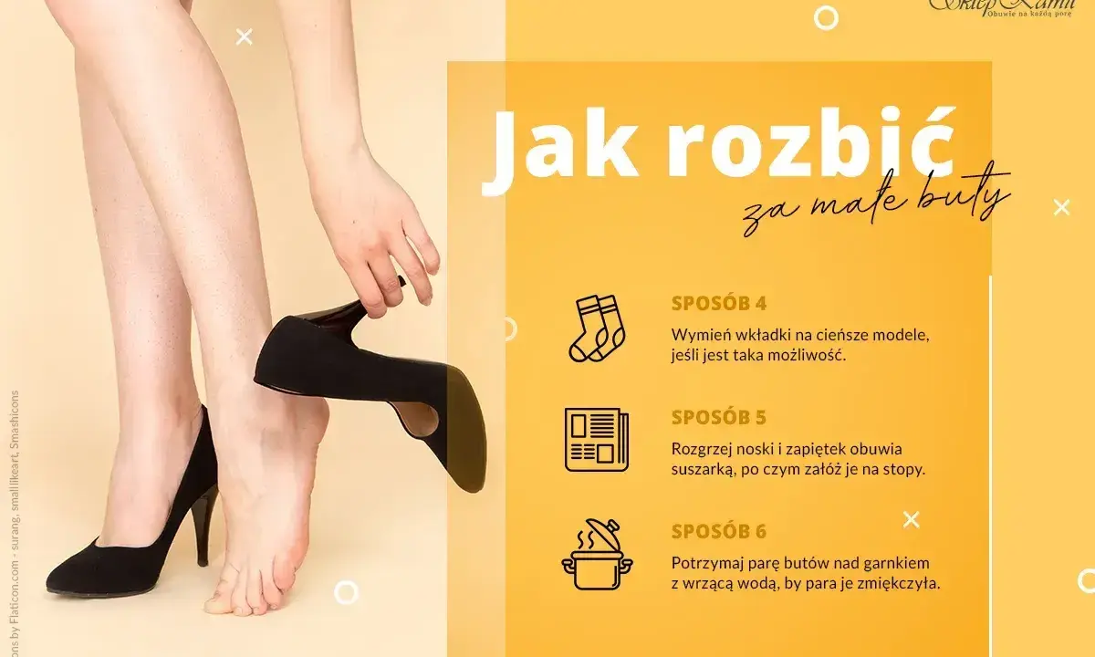 Jak rozchodzić za małe buty? Wymień wkładki, rozgrzej suszarką lub zmiękcz parę nad parą wodną.